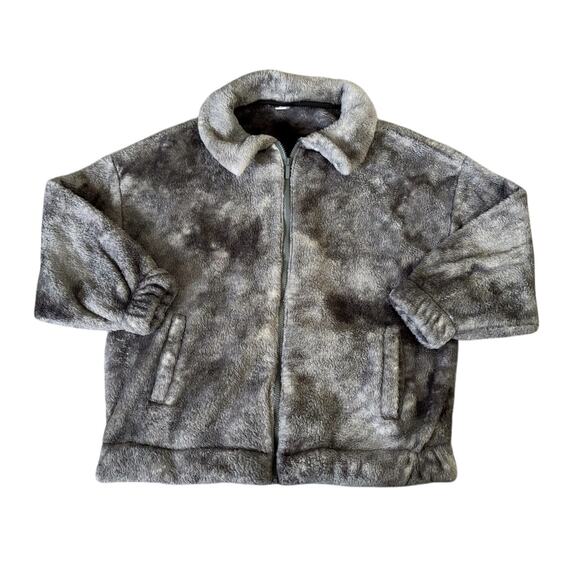 Old Navy Gray Tie Dye Fleece Full-Zip Jacket Womens Size XS - Picture 1 of 7